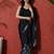 Black ready to wear satin floral digital printed saree