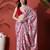 Pink ready to wear satin floral digital printed saree