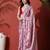 Pink ready to wear satin floral digital printed saree