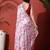 Pink ready to wear satin floral digital printed saree