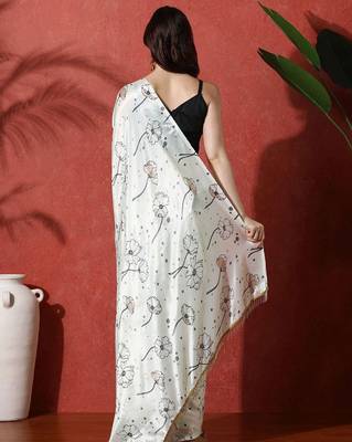 Lime ready to wear satin floral digital printed saree 3