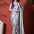 White ready to wear satin floral digital printed saree
