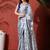 White ready to wear satin floral digital printed saree