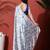 White ready to wear satin floral digital printed saree