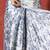 White ready to wear satin floral digital printed saree