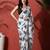 White ready to wear satin floral digital printed saree