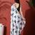 White ready to wear satin floral digital printed saree