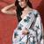 White ready to wear satin floral digital printed saree