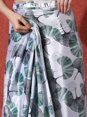Grey ready to wear satin floral digital printed saree 5