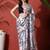 White ready to wear satin floral digital printed saree