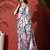 White ready to wear satin floral digital printed saree