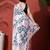 White ready to wear satin floral digital printed saree