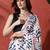 White ready to wear satin floral digital printed saree