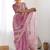 Pink tissue silk sequin embroideried scollped border festive blouse piece & sarees