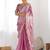 Pink tissue silk sequin embroideried scollped border festive blouse piece & sarees