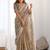 Beige tissue silk sequin embroideried scollped border festive blouse piece & sarees
