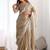 Beige tissue silk sequin embroideried scollped border festive blouse piece & sarees