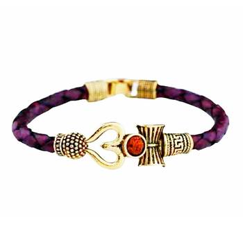 Leather Look Bracelet with Golden Designer Charms for Men 3