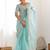 Blue tissue silk sequin embroideried scollped border festive blouse piece & sarees