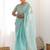 Blue tissue silk sequin embroideried scollped border festive blouse piece & sarees