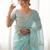 Blue tissue silk sequin embroideried scollped border festive blouse piece & sarees