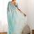 Blue tissue silk sequin embroideried scollped border festive blouse piece & sarees