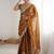 Yellow tissue silk scalloped border sequins embroideried blouse piece & sarees