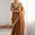 Yellow tissue silk scalloped border sequins embroideried blouse piece & sarees