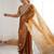 Yellow tissue silk scalloped border sequins embroideried blouse piece & sarees