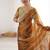 Yellow tissue silk scalloped border sequins embroideried blouse piece & sarees