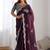 Purple tissue silk sequin embroideried scollped border festive blouse piece & sarees