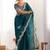 Green tissue silk sequin embroideried scollped border festive blouse piece & sarees