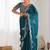 Green tissue silk sequin embroideried scollped border festive blouse piece & sarees