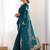 Green tissue silk sequin embroideried scollped border festive blouse piece & sarees
