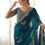 Green tissue silk sequin embroideried scollped border festive blouse piece & sarees