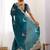 Green tissue silk sequin embroideried scollped border festive blouse piece & sarees