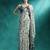 Blue geometric printed mirror work saree