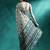 Blue geometric printed mirror work saree