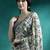 Blue geometric printed mirror work saree