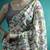 Blue geometric printed mirror work saree