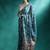 Teal geometric printed & embroidered saree with blouse