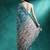 Teal geometric printed & embroidered saree with blouse