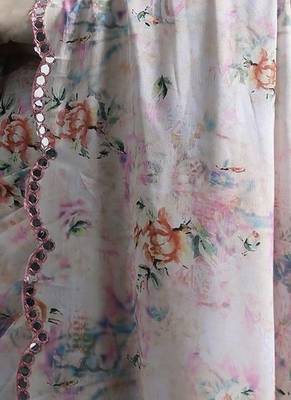 Off white floral printed gotta patti saree 5