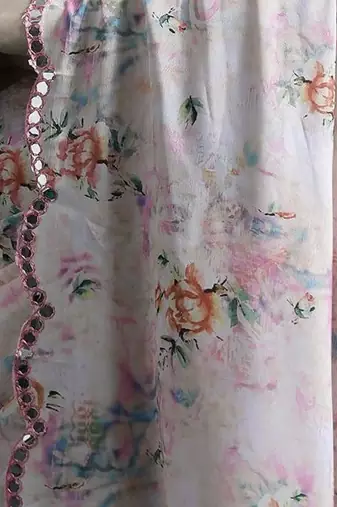 Off white floral printed gotta patti saree
