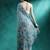 Turquoise geometric printed saree with blouse piece