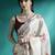 Cream printed & embroidered gotta patti poly chiffon saree with blouse
