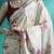 Cream printed & embroidered gotta patti poly chiffon saree with blouse