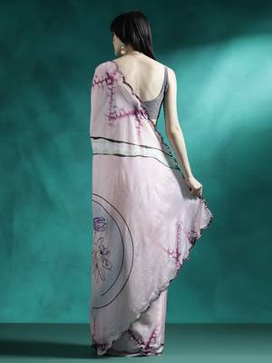 Pink abstract printed embroidered gotta patti saree 3