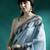 Turquoise woven design saree with blouse