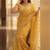 Yellow embellished embroidered sequinned saree with blouse piece